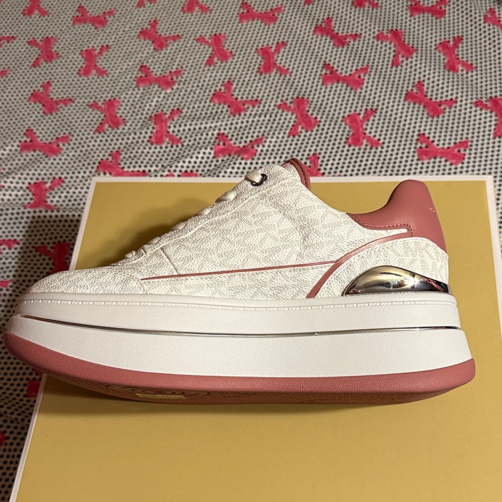 Michael Kors Pink and White Platform Sneakers